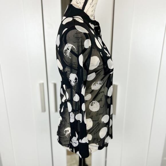 INC International Concepts Sheer Polka Dot Button Blouse Size XS - Picture 6 of 8